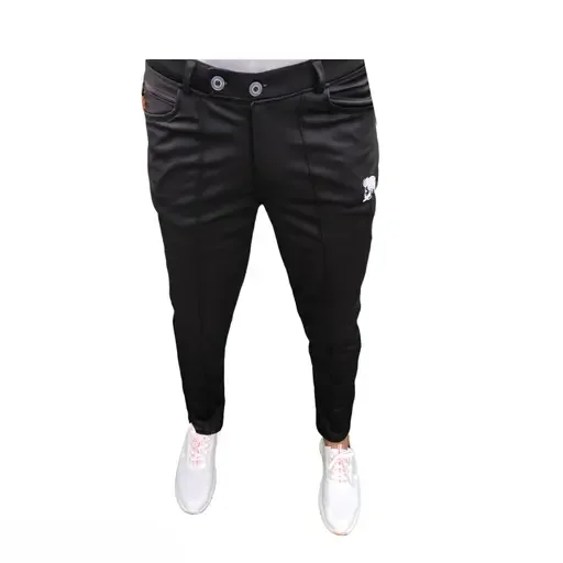 Men Lycra Jogger Pants | Slim Fit | Stretchable & Stylish Trackpants | Gym, Running, Yoga, Casual Wear | Black | With Zipper Pockets image 3