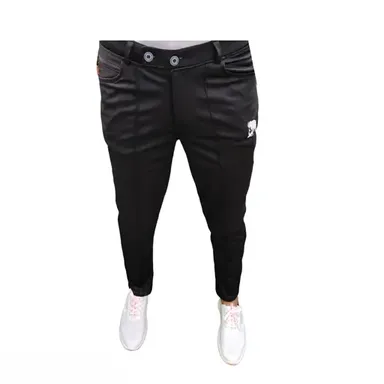 Men Lycra Jogger Pants | Slim Fit | Stretchable & Stylish Trackpants | Gym, Running, Yoga, Casual Wear | Black | With Zipper Pockets thumbnail 2