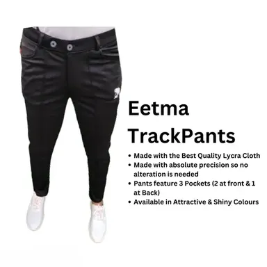 Men Lycra Jogger Pants | Slim Fit | Stretchable & Stylish Trackpants | Gym, Running, Yoga, Casual Wear | Black | With Zipper Pockets thumbnail 3