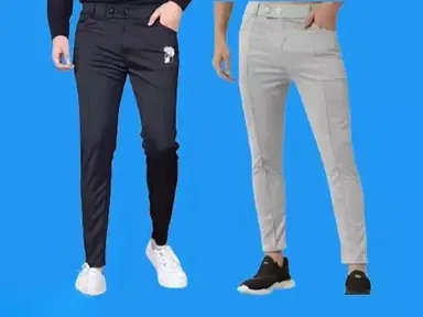 Eetma Men's Lycra Blend Track Pants | Stylish Jogger Pants | Olive & Wine Combo | Pack of 2 | Slim Fit | Gym| Yoga, Running|Casual Wear thumbnail 0