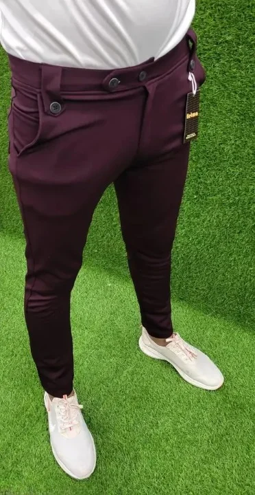 Lycra Gym Jogger Pants – Slim Fit Track Pant, Zipper Pockets, Wine Casual Wear image 1