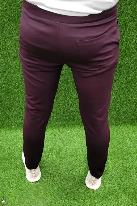 Lycra Gym Jogger Pants – Slim Fit Track Pant, Zipper Pockets, Wine Casual Wear image 2