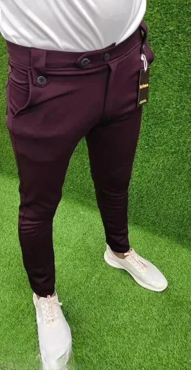 Lycra Gym Jogger Pants – Slim Fit Track Pant, Zipper Pockets, Wine Casual Wear thumbnail 2