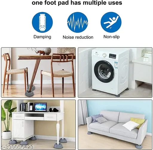Kelby Refrigerator Stand | Washing Machine Stand | Furniture Base Stand | Anti Vibration Pads | Pack of 4 | Grey | Medium | Indian Homes image 4