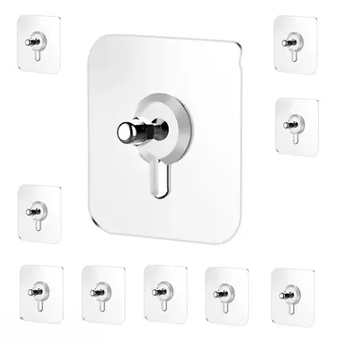 Kelby Waterproof Self Adhesive Wall Hooks | Pack of 10 | Bathroom Kitchen Home thumbnail 0