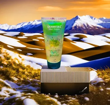 Dermitas Neem Aloe Vera Face Wash 60 ml, herbal acne cleanser, small pack of 2, for oily and sensitive skin thumbnail 2
