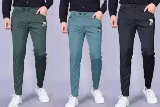 Men Lycra Jogger Pants Pack of 3 | Stretchable Gym Trousers | Casual Wear Track Pants | Yoga, Running & Lounge Use | Boys & Men Lower image 1