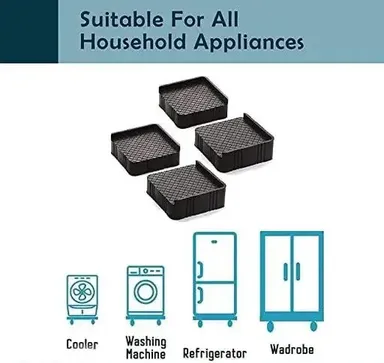 Kelby Refrigerator Stand | Adjustable Washing Machine Base | Non‑Slip Wheels Black thumbnail 2