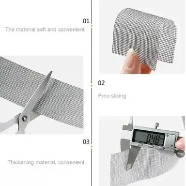 Fiberglass Window Screen Repair Tape | Self Adhesive Patch Roll Heavy Duty Tear Resistant Waterproof Mesh | Door & Window Screen Repair Kit thumbnail 3
