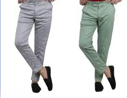 Men's Lycra Blend Track Pants | Stylish Joggers for Gym, Running & Yoga | Grey & Light Green | Regular Fit | Comfortable & Durable image 1