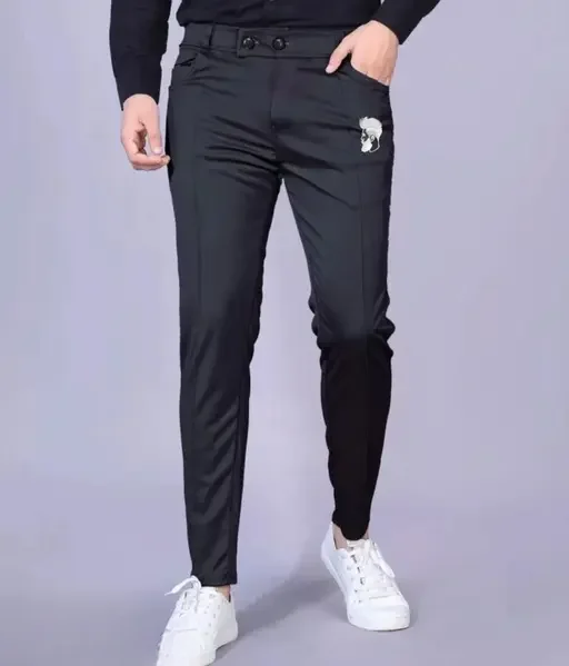 Eetma! Men Jogger Pants | Lycra Blend, Slim Fit, Black & Light Green | Gym, Running, Yoga, Casual Wear | Sizes 28–34 image 2