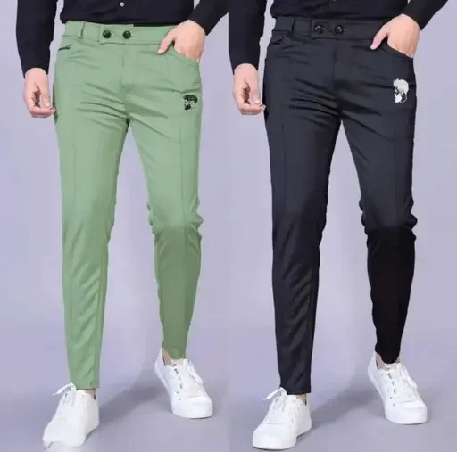 Eetma! Men Jogger Pants | Lycra Blend, Slim Fit, Black & Light Green | Gym, Running, Yoga, Casual Wear | Sizes 28–34 image 1