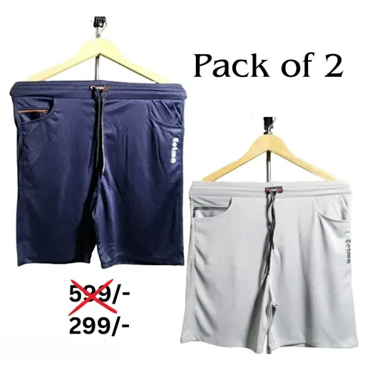 Men's Lycra Shorts Pack of 2 | Comfortable & Stylish Gym Shorts for Men | Black & Blue | Breathable & Stretchable Fabric | Ideal for Running|Yoga, and Casual Wear image 1