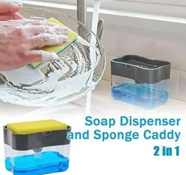 Kelby 2‑in‑1 Soap Dispenser Pump | Compact Press‑Type Dish Soap & Sponge Holder | Durable BPA‑Free Kitchen Sink Organizer thumbnail 1