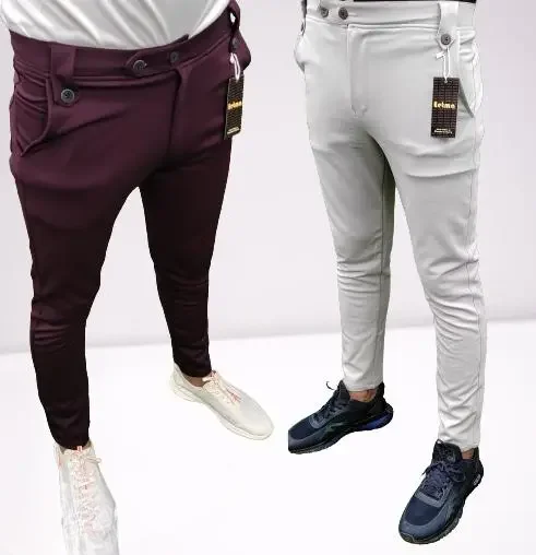 Eetma Lycra Jogger Pants for Men & Boys | Slim Fit, Soft & Stretchable |  Maroon & Grey | Gym, Yoga, Casual Wear image 2