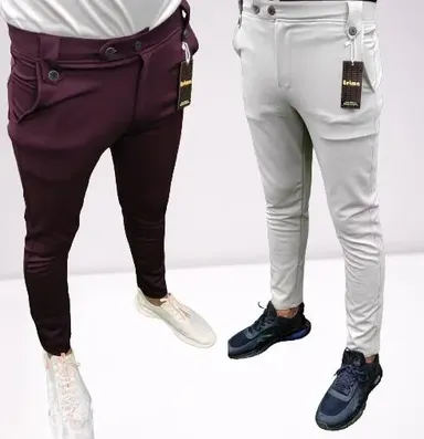 Eetma Lycra Jogger Pants for Men & Boys | Slim Fit, Soft & Stretchable |  Maroon & Grey | Gym, Yoga, Casual Wear thumbnail 1