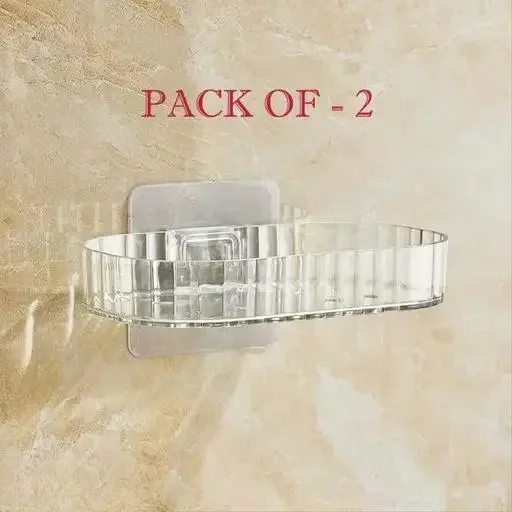 Transparent Self Adhesive Soap Dish Holder No Drilling, Wall Mounted, Drainage Design image 1