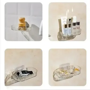 Transparent Self Adhesive Soap Dish Holder No Drilling, Wall Mounted, Drainage Design thumbnail 1