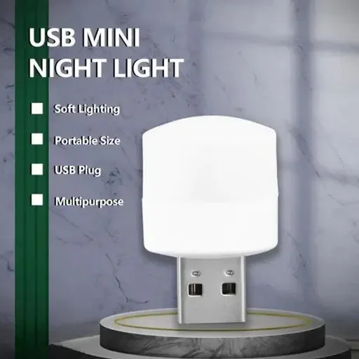 Kelby Portable USB Night Light | mini USB LED bulb for bathroom car nursery | compact portable atmosphere lamp | white image 2