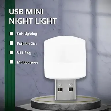 Kelby Portable USB Night Light | mini USB LED bulb for bathroom car nursery | compact portable atmosphere lamp | white thumbnail 1