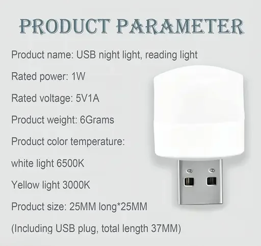 Kelby Portable USB Night Light | mini USB LED bulb for bathroom car nursery | compact portable atmosphere lamp | white image 4