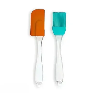 Kelby Silicone Pastry Brush & Spatula Set | Heat‑Resistant BPA‑Free Silicone Brush for Cooking Baking Grilling | Pack of 2, Multicolor thumbnail 0