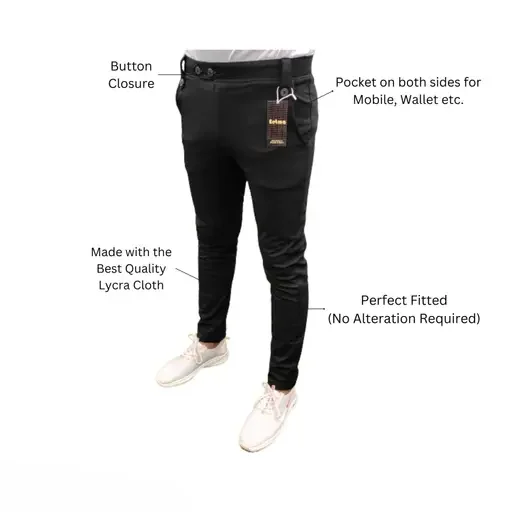 Lycra Track Pant Trousers for Men | Soft Stretchable Lower Pants Pack of 2 | Casual Wear Combo | Stylish Gym & Travel Pants for Boys & Men image 2