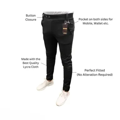 Lycra Track Pant Trousers for Men | Soft Stretchable Lower Pants Pack of 2 | Casual Wear Combo | Stylish Gym & Travel Pants for Boys & Men thumbnail 1