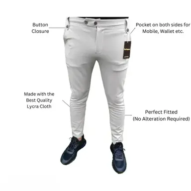 Lycra Track Pant Trousers for Men | Soft Stretchable Lower Pants Pack of 2 | Casual Wear Combo | Stylish Gym & Travel Pants for Boys & Men thumbnail 2