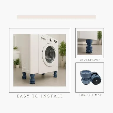 Anti-Vibration Washing Machine Support Pads | Non Slip Rubber Feet Stabilizer | 4 Pcs Pack thumbnail 2