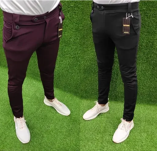 Eetma Men Lycra Jogger Pants | Slim Fit Track Pant Combo | Gym, Yoga & Running Lower | Zipper Pocket Trousers for All Seasons | Pack of 2 image 1