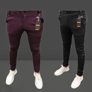 Eetma Men Lycra Jogger Pants | Slim Fit Track Pant Combo | Gym, Yoga & Running Lower | Zipper Pocket Trousers for All Seasons | Pack of 2 thumbnail 1