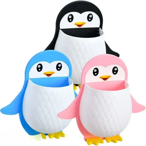 penguin toothbrush holder for kids bathroom | penguin corn organizer.  image 2