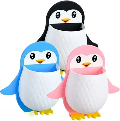 penguin toothbrush holder for kids bathroom | penguin corn organizer.  thumbnail 1