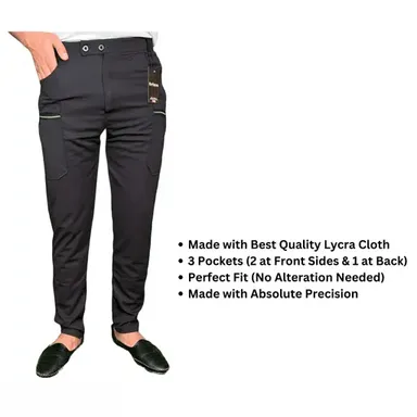  Men Trouser | Stylish Lycra Blend | Casual Black Trousers | Premium Quality | Comfortable Fit thumbnail 2