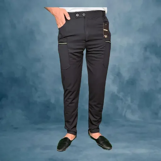 Men Trouser | Stylish Lycra Blend | Casual Black Trousers | Premium Quality | Comfortable Fit image 4