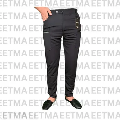  Men Trouser | Stylish Lycra Blend | Casual Black Trousers | Premium Quality | Comfortable Fit thumbnail 0
