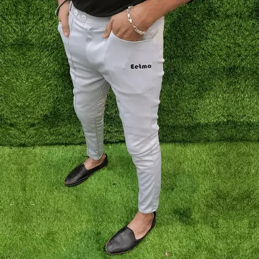 Men’s Grey Lycra Jogger Pants for Gym Running Yoga | Slim Fit, Zipper Pockets, Soft Stretch Track Pants image 1