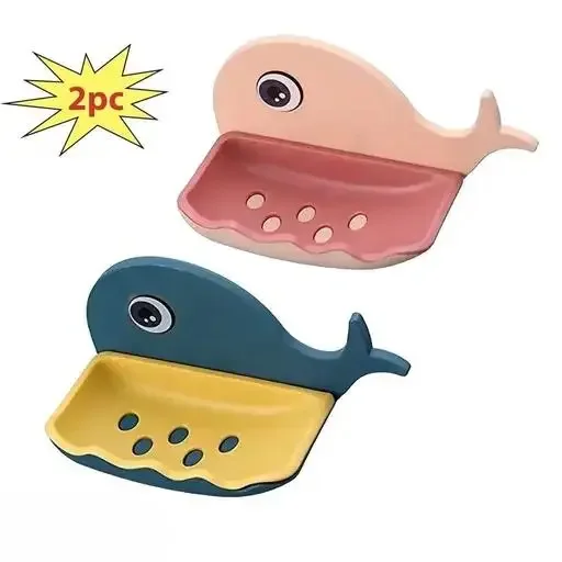 Kelby Fish Soapdish Pack of 2 | Self-Adhesive Wall-Mounted Soap Holder|Green Non-Slip Fish-Shaped Bathroom & Kitchen Soap Tray| Durable Plastic Easy Install image 3