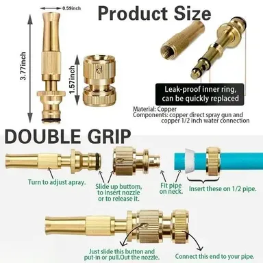 Brass Hose Nozzle with 7 Spray Modes | Adjustable Garden Spray Gun | High-Pressure Leakproof Brass Water Jet Nozzle for Car Wash, Gardening & Outdoor Cleaning | Heavy-Duty Rust-Resistant Spray Gun thumbnail 1