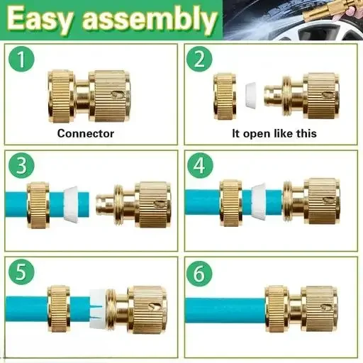 Brass Hose Nozzle with 7 Spray Modes | Adjustable Garden Spray Gun | High-Pressure Leakproof Brass Water Jet Nozzle for Car Wash, Gardening & Outdoor Cleaning | Heavy-Duty Rust-Resistant Spray Gun image 3