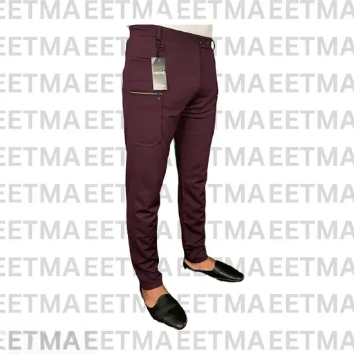  Men’s Lycra Blend Comfortable Trouser | Casual Maroon Trousers  image 3