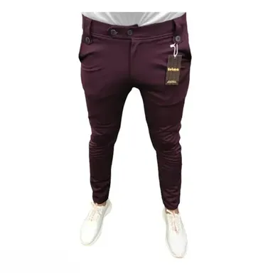 Men’s Lycra Blend Comfortable Trouser | Casual Maroon Trousers  thumbnail 1