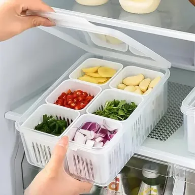 Airtight Food Storage Container with Lids | Fridge Fresh-Keeping Box for Fruits, Vegetables & Leftovers | Leak-Proof, Reusable & Space-Saving