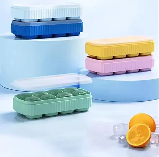 Kelby Silicon Ice Cube Tray | BPA Free Flexible Ice Tray | 8 Slot Reusable Ice Mould | Multicolor, Stackable, For Cocktails & Home Freezer image 3