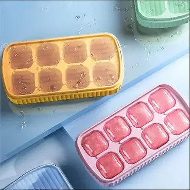 Kelby Silicon Ice Cube Tray | BPA Free Flexible Ice Tray | 8 Slot Reusable Ice Mould | Multicolor, Stackable, For Cocktails & Home Freezer thumbnail 3