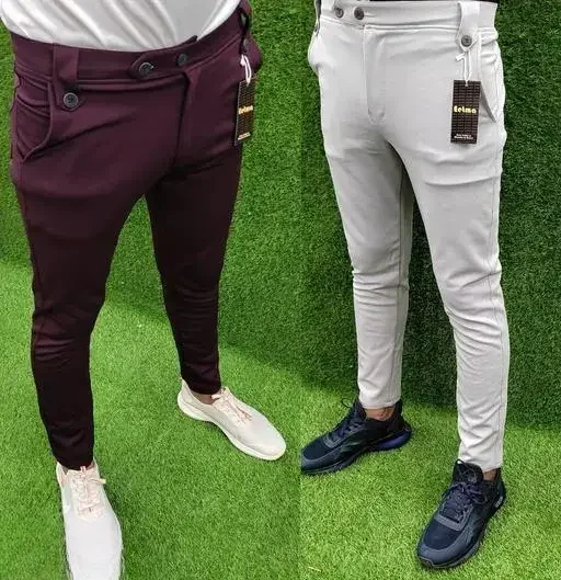 Men Jogger Pants | Perfect Fit, Soft Lycra Blend | Stylish Grey & Maroon Track Pants for Men & Boys image 1