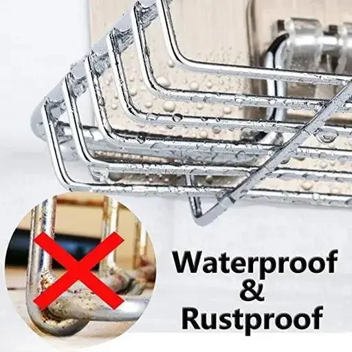 Kelby Wall Mount Self-Adhesive Stainless Steel Soap Dish | Double Layer Waterproof Holder for Bathroom, Kitchen, Rustproof image 3