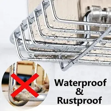 Kelby Wall Mount Self-Adhesive Stainless Steel Soap Dish | Double Layer Waterproof Holder for Bathroom, Kitchen, Rustproof thumbnail 2