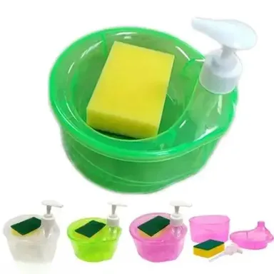 Liquid Soap Dispenser with Pump & Sponge, 25 ml – Multicolor, Freestanding Soap Dispenser for Bathroom & Kitchen thumbnail 2